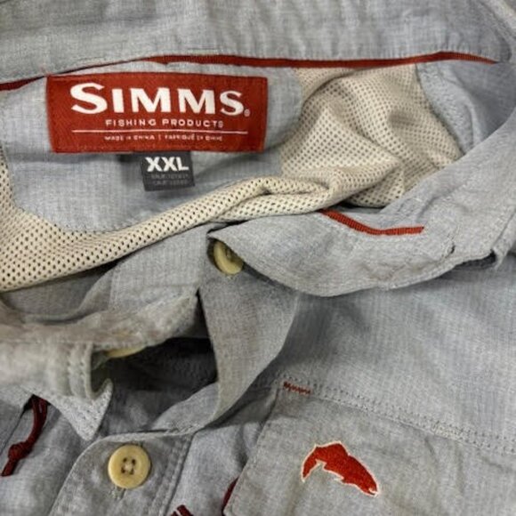 Simms Shirt Mens XXL Beige Guide Series Long Sleeve Fishing Hike Vented Outdoor - Picture 2 of 2